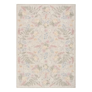 Nourison Botanical Washables 5' x 7' Beige Multicolor Farmhouse Indoor Rug