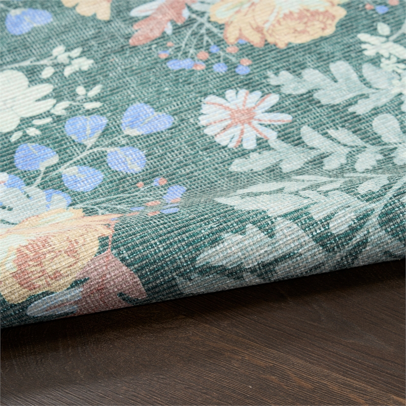 Nourison Botanical Washables 4' x 6' Green Multicolor Farmhouse Indoor Rug