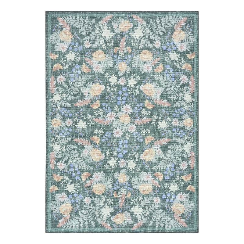 Nourison Botanical Washables 5' x 7' Green Multicolor Farmhouse Indoor Rug