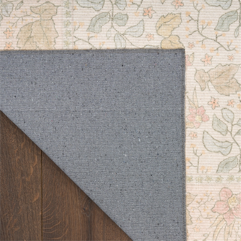 Nourison Botanical Washables 4' x 6' Beige Multicolor Farmhouse Indoor Rug