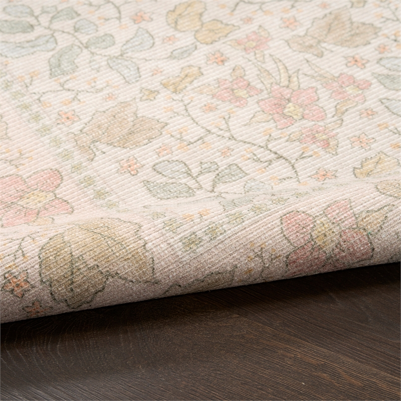 Nourison Botanical Washables 4' x 6' Beige Multicolor Farmhouse Indoor Rug