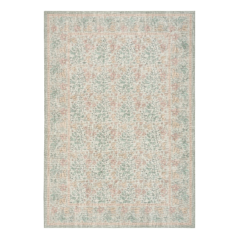 Nourison Botanical Washables 4' x 6' Green Multicolor Farmhouse Indoor Rug