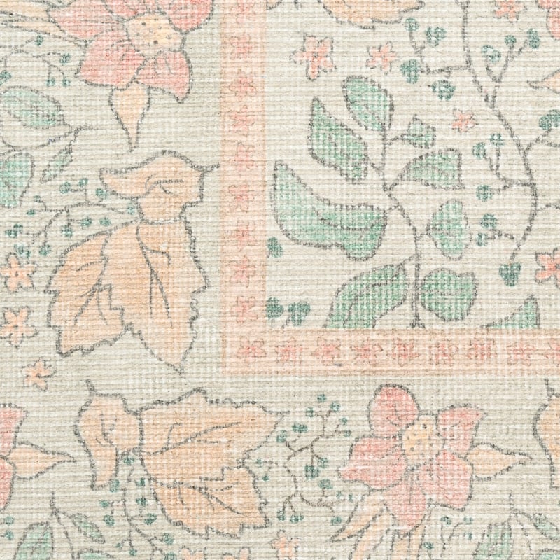 Nourison Botanical Washables 5' x 7' Green Multicolor Farmhouse Indoor Rug