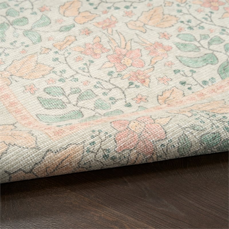 Nourison Botanical Washables 5' x 7' Green Multicolor Farmhouse Indoor Rug