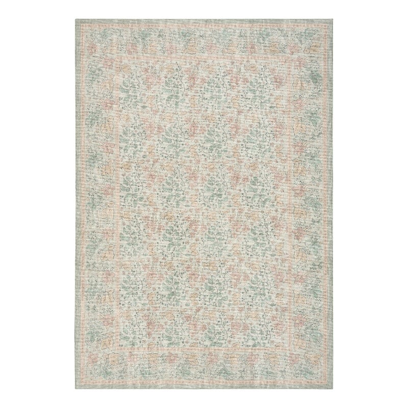 Nourison Botanical Washables 5' x 7' Green Multicolor Farmhouse Indoor Rug