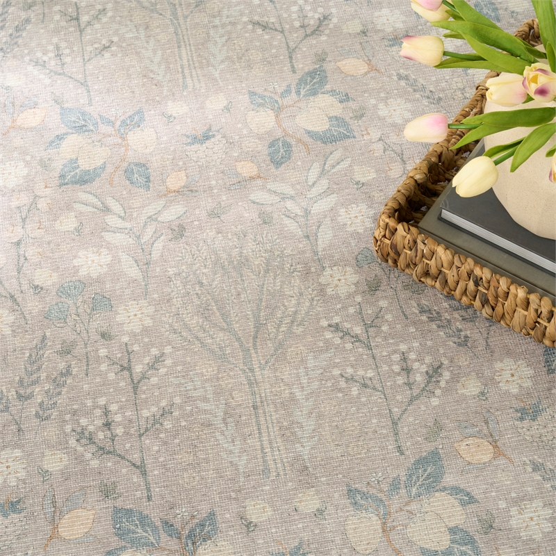 Nourison Botanical Washables 5' x 7' Grey Multicolor Modern Indoor Rug