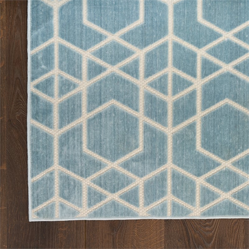 Nourison Washable Charm 2' x 3' Blue Ivory Modern Indoor Rug