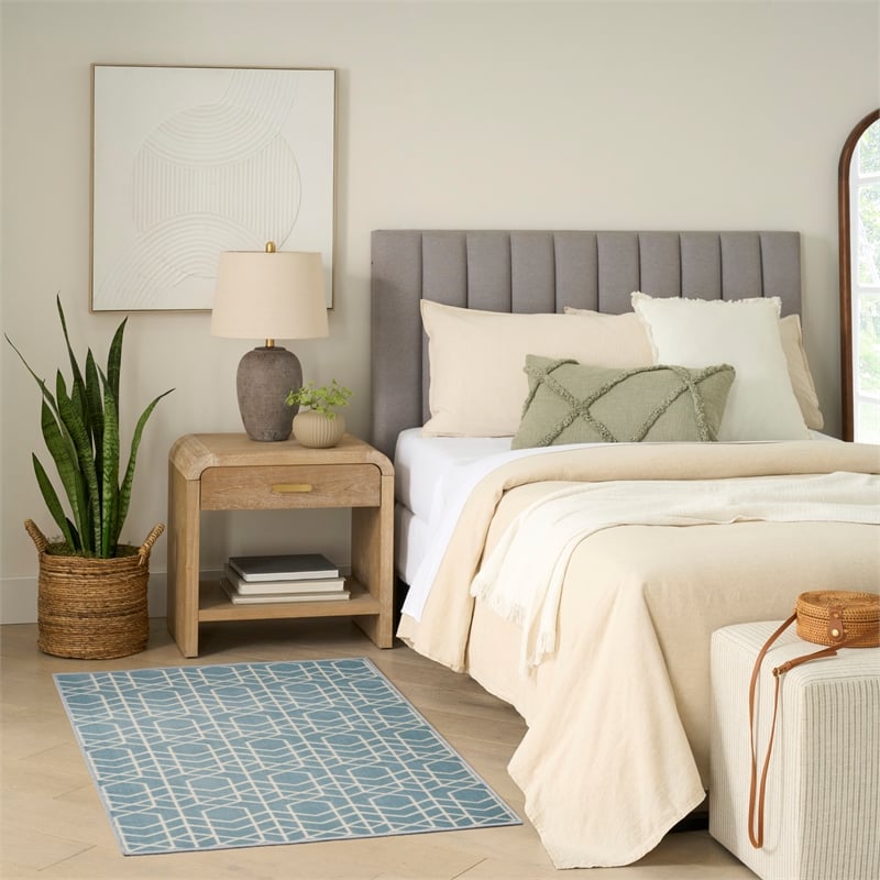 Nourison Washable Charm 2' x 3' Blue Ivory Modern Indoor Rug