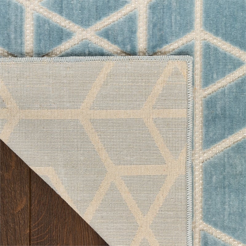 Nourison Washable Charm 8' x 10' Blue Ivory Modern Indoor Rug