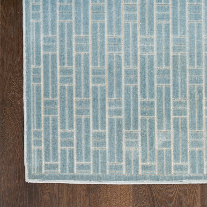 Nourison Washable Charm 2' x 3' Blue Ivory Modern Indoor Rug
