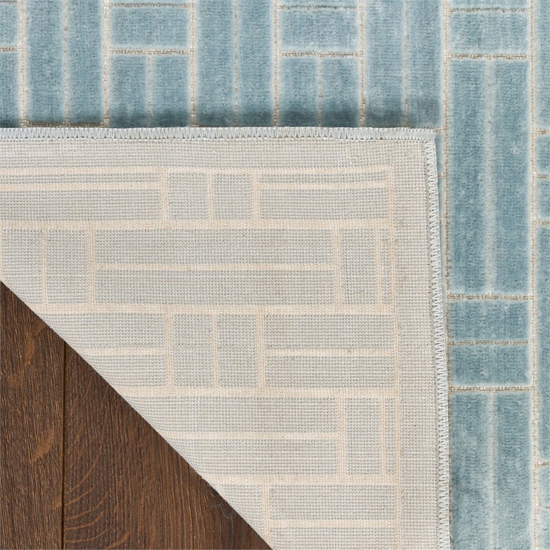 Nourison Washable Charm 2' x 3' Blue Ivory Modern Indoor Rug