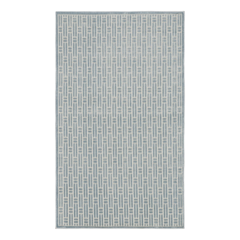 Nourison Washable Charm 3' x 5' Blue Ivory Modern Indoor Rug