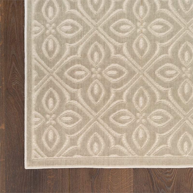 Nourison Washable Charm 2' x 3' Silver Ivory Contemporary Indoor Rug