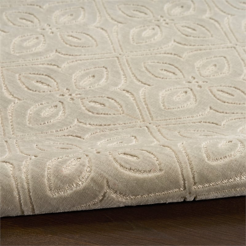 Nourison Washable Charm 3' x 5' Silver Ivory Contemporary Indoor Rug