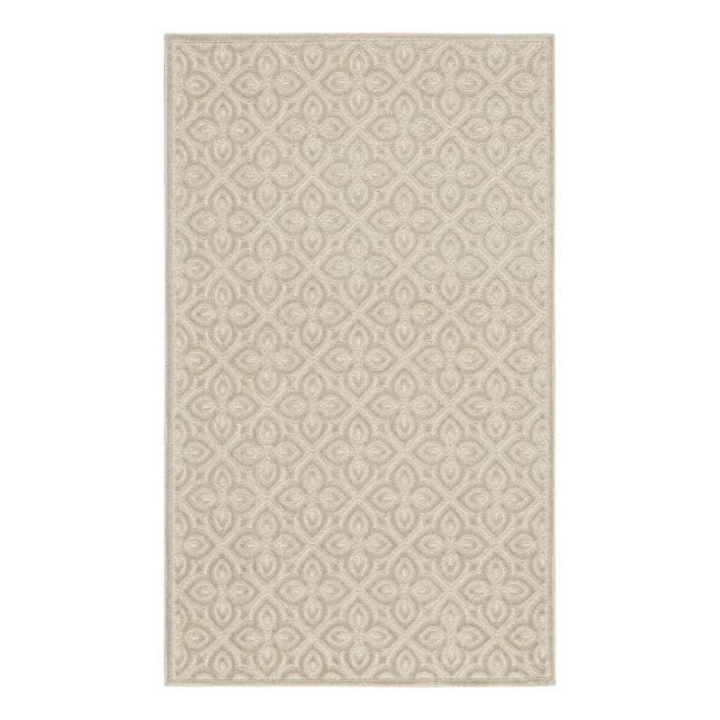 Nourison Washable Charm 3' x 5' Silver Ivory Contemporary Indoor Rug