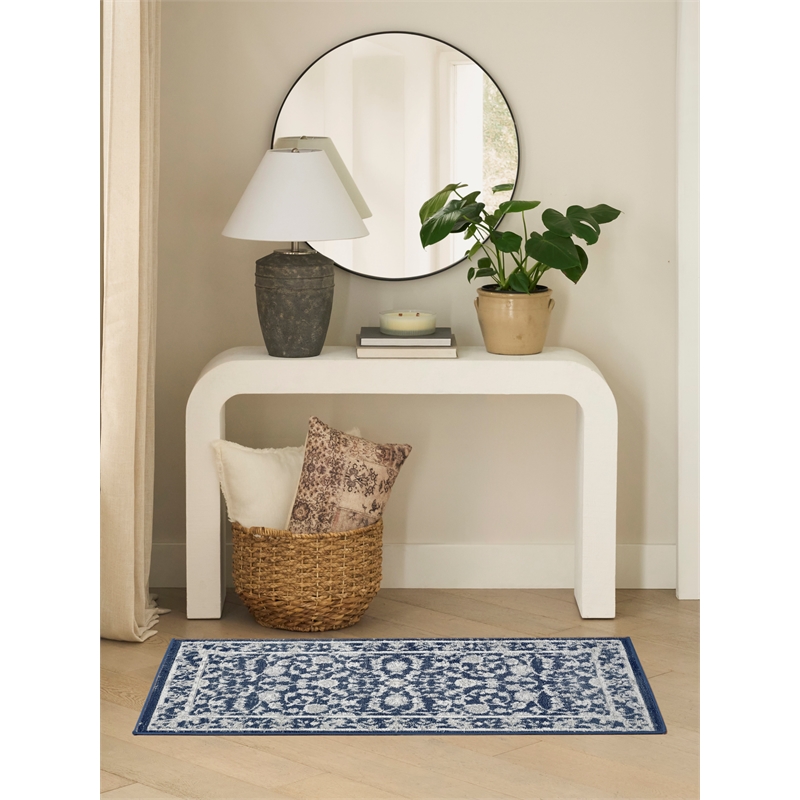 Nourison Dekor 2' x 4' Slate/Ivory Vintage Indoor Rug