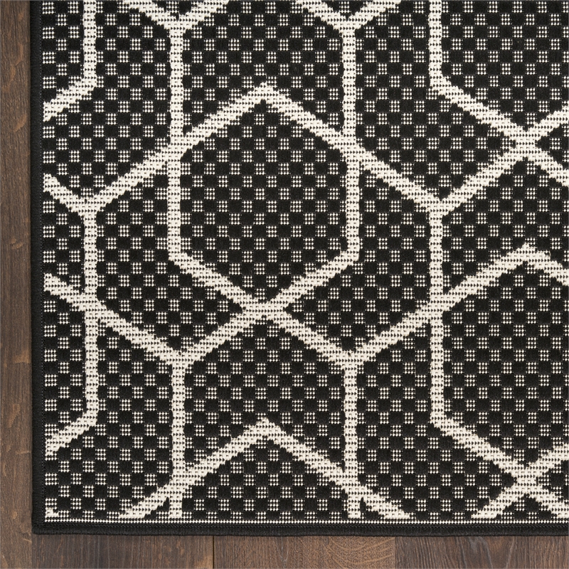 Nourison Horizon Indoor/Outdoor 2' x 3' BLACK Modern Rug