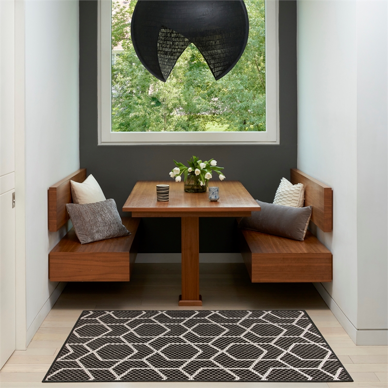 Nourison Horizon Indoor/Outdoor 2' x 3' BLACK Modern Rug