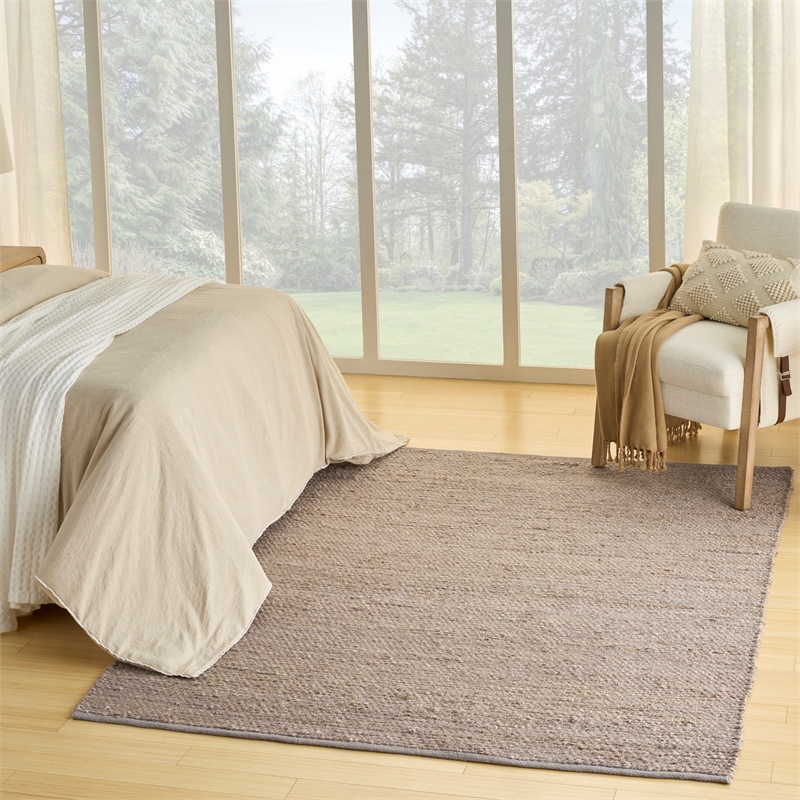 Nourison Natural Jute 9' x 12' Grey Farmhouse Indoor Rug