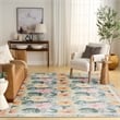 Nourison Botanical Washables 4' x 6' Ivory Multicolor Farmhouse Indoor Rug