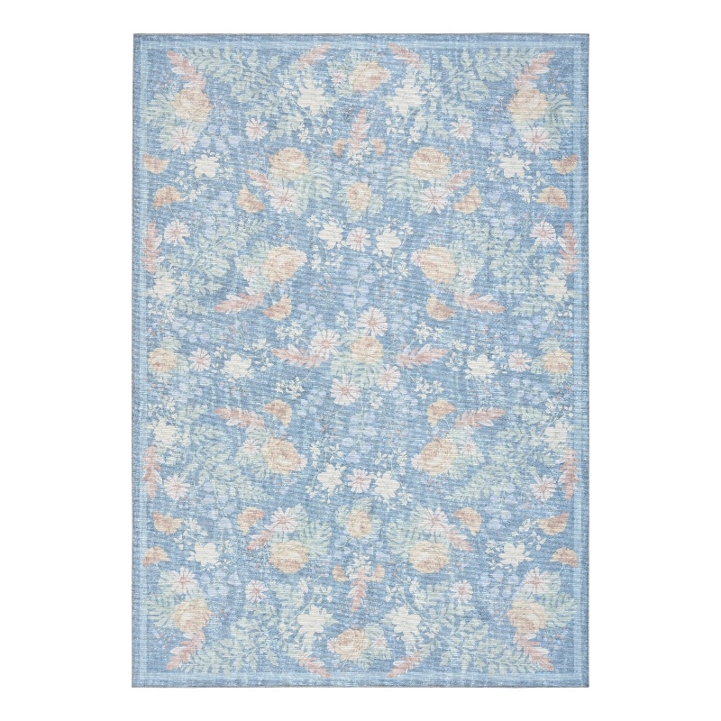 Nourison Botanical Washables 4' x 6' Blue Multicolor Farmhouse Indoor Rug