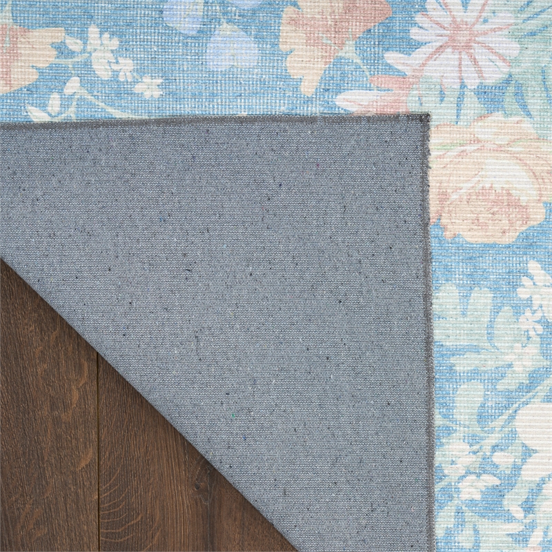 Nourison Botanical Washables 5' x 7' Blue Multicolor Farmhouse Indoor Rug