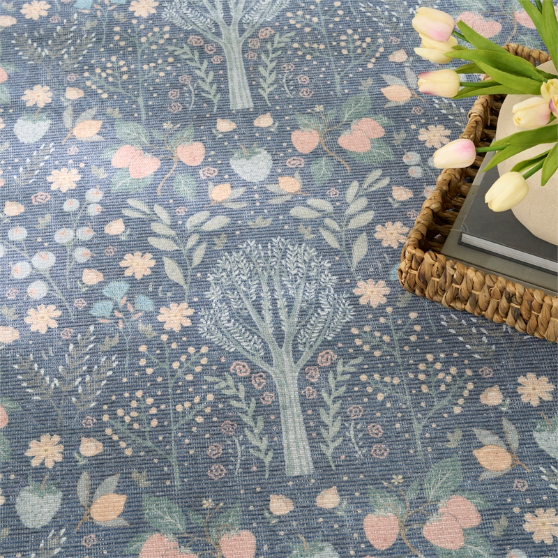 Nourison Botanical Washables 5' x 7' Blue Multicolor Modern Indoor Rug