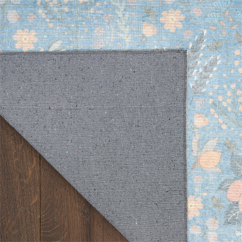 Nourison Botanical Washables 5' x 7' Light Blue Multicolor Modern Indoor Rug