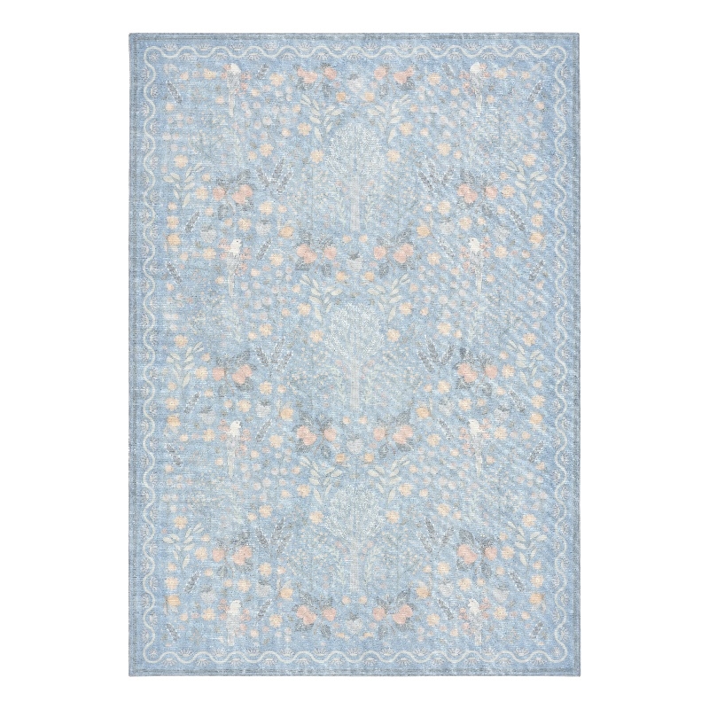 Nourison Botanical Washables 5' x 7' Light Blue Multicolor Modern Indoor Rug