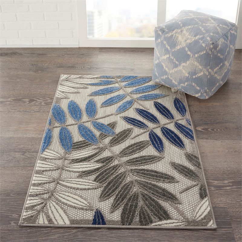 Nourison Aloha 2' x 3' Grey Blue Tropical Rug
