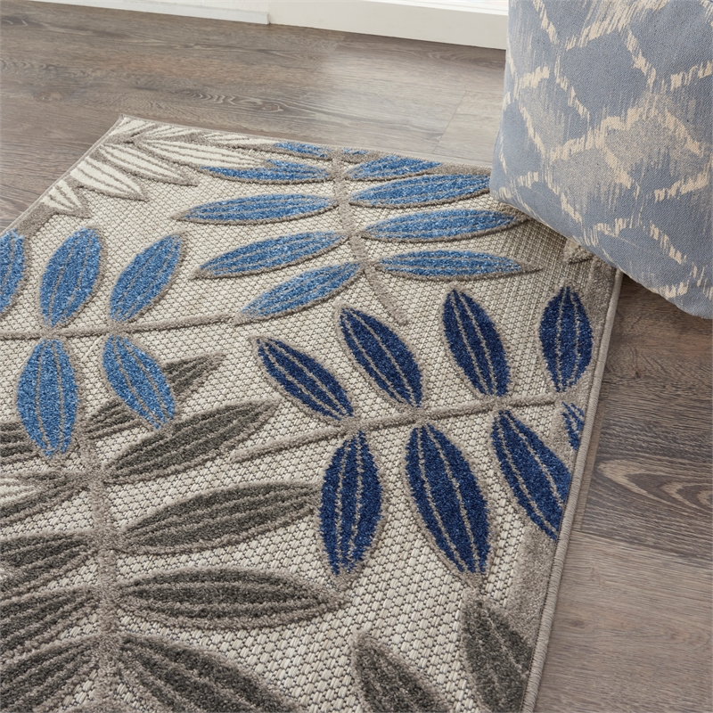 Nourison Aloha 2' x 3' Grey Blue Tropical Rug