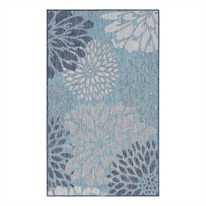 Nourison Garden Oasis 2' x 4' Navy Tropical Rug