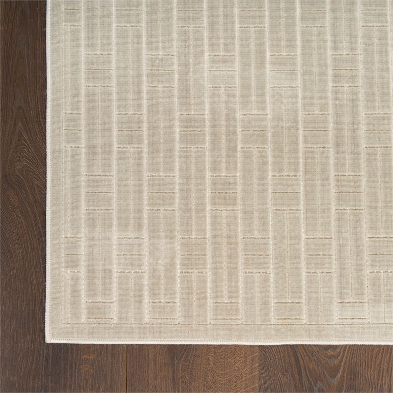 Nourison Washable Charm 2' x 6' Silver Ivory Modern Indoor Rug