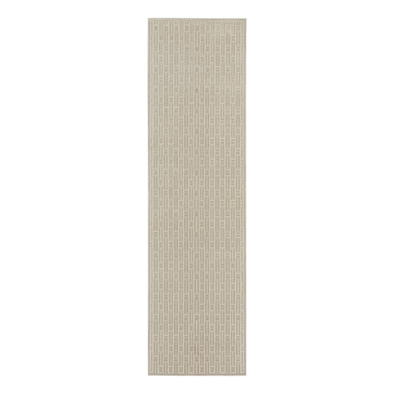 Nourison Washable Charm 2' x 6' Silver Ivory Modern Indoor Rug