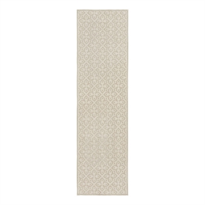 Nourison Washable Charm 2'2&quot x 8' Silver Ivory Contemporary Indoor Rug