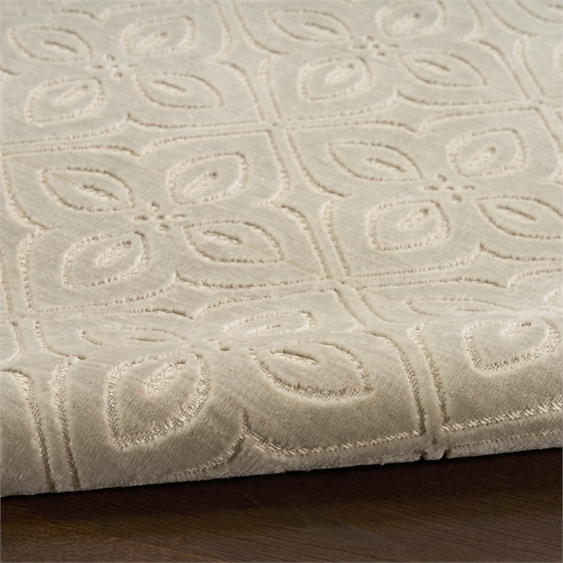 Nourison Washable Charm 2' x 6' Silver Ivory Contemporary Indoor Rug