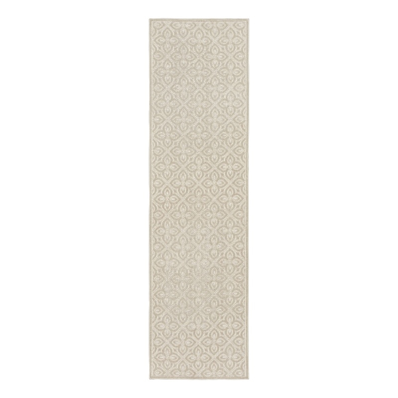 Nourison Washable Charm 2' x 6' Silver Ivory Contemporary Indoor Rug