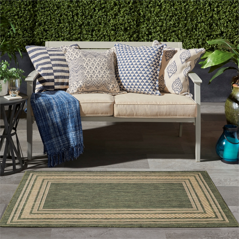 Nourison Horizon Indoor/Outdoor 2' x 3' GREEN Modern Rug