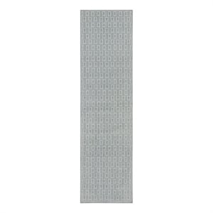 Nourison Washable Charm 2'2&quot x 10' Blue Ivory Modern Indoor Rug