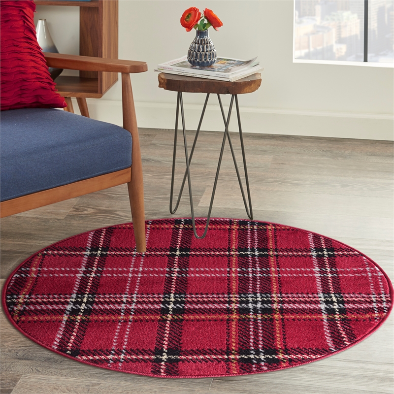 Nourison Grafix 3' x Round Red Christmas Indoor Rug