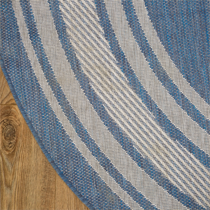 Nourison Horizon Indoor/Outdoor 5' x Round DENIM Modern Rug