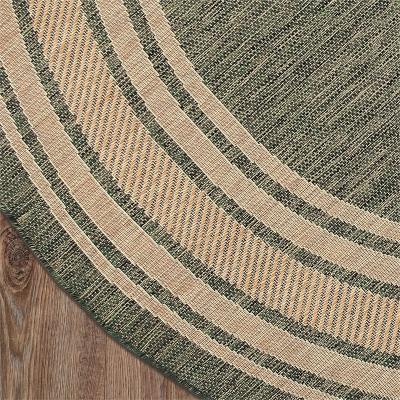 Nourison Horizon Indoor/Outdoor 5' x Round GREEN Modern Rug