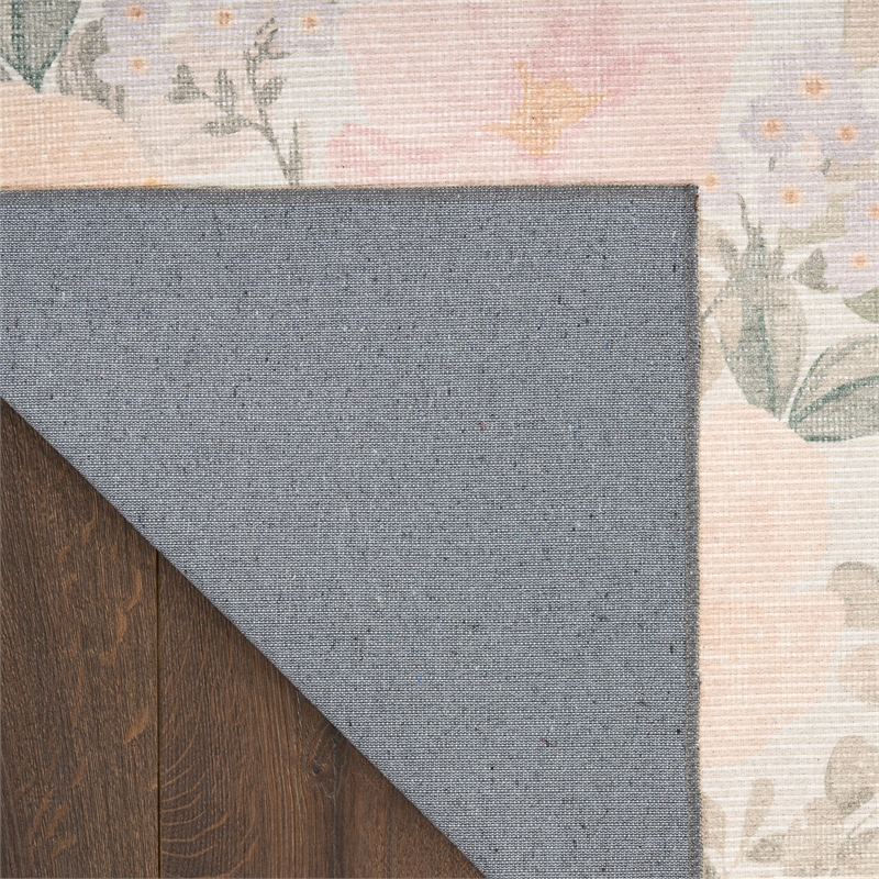 Nourison Botanical Washables 2' x 6' Beige Multicolor Farmhouse Indoor Rug