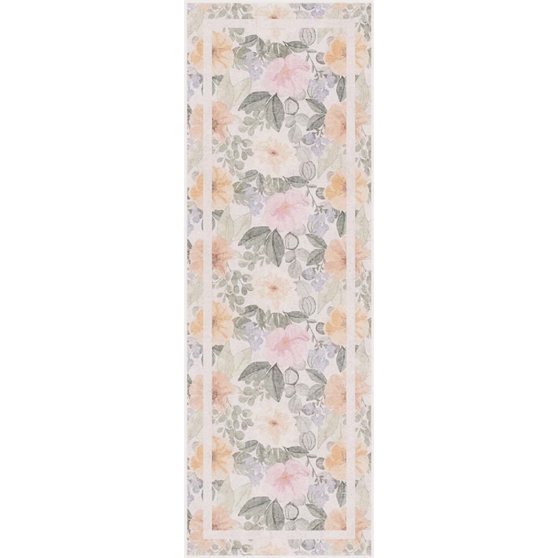 Nourison Botanical Washables 2' x 6' Beige Multicolor Farmhouse Indoor Rug