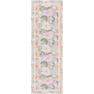 Nourison Botanical Washables 2' x 6' Beige Multicolor Farmhouse Indoor Rug