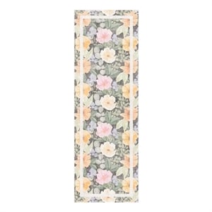 Nourison Botanical Washables 2' x 6' Charcoal Multicolor Farmhouse Indoor Rug