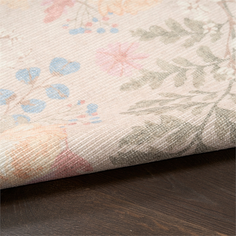 Nourison Botanical Washables 2' x 6' Beige Multicolor Farmhouse Indoor Rug