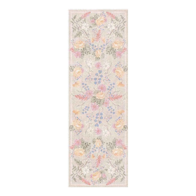 Nourison Botanical Washables 2' x 6' Beige Multicolor Farmhouse Indoor Rug