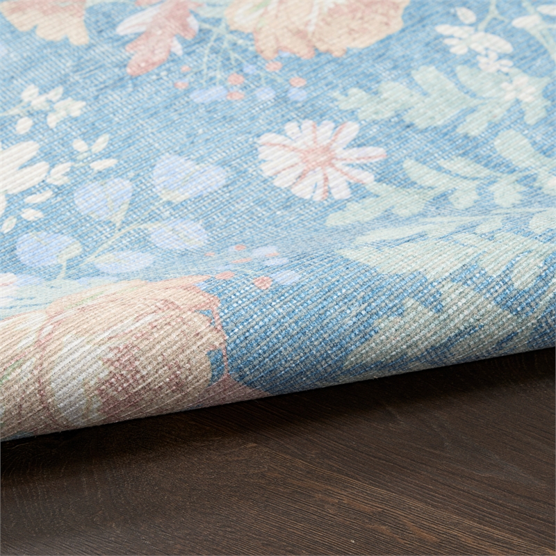 Nourison Botanical Washables 2' x 6' Blue Multicolor Farmhouse Indoor Rug