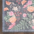 Nourison Botanical Washables 2' x 6' Charcoal Multicolor Farmhouse Indoor Rug